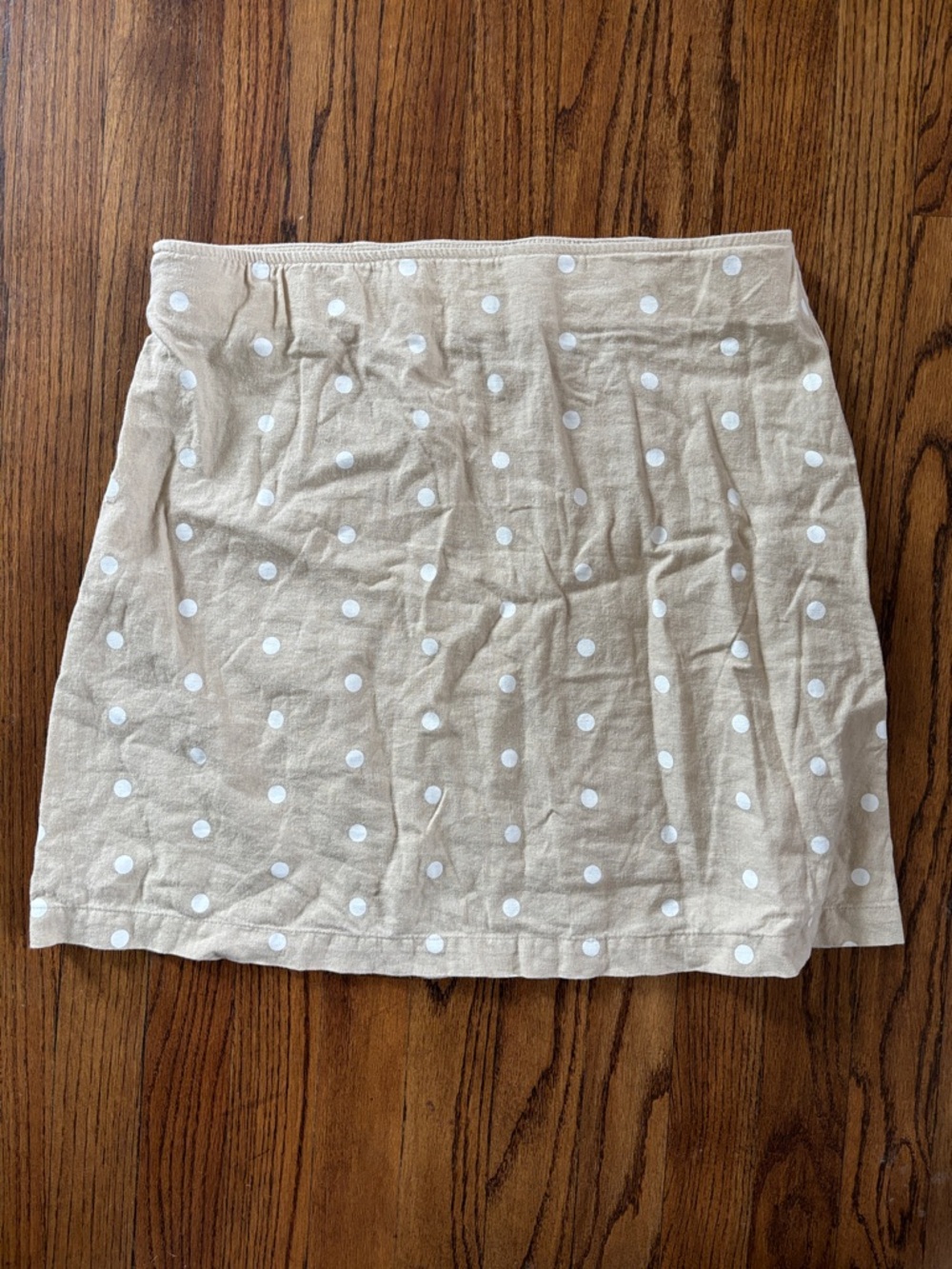 Old Navy Beige Mini Skirt with White Polka Dots